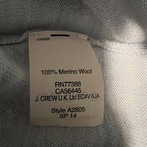 NWOT J. Crew Merino Wool Heathered Baby blue/ Mesh Sleeve Sweater Size M - Picture 7 of 9